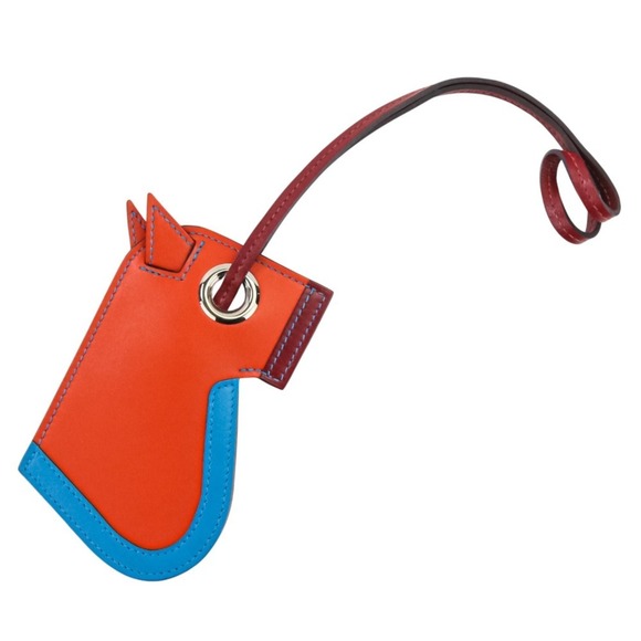 HERMES Camaieu Bag Charm Key Ring Cloche Orange
